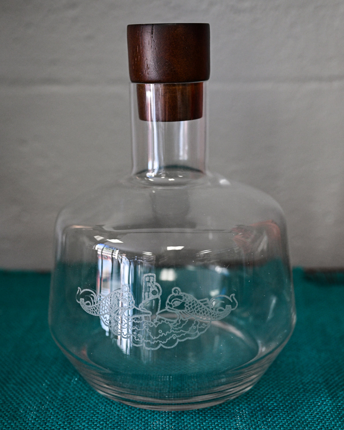Dolphins Whiskey Decanter with Wooden Stopper
