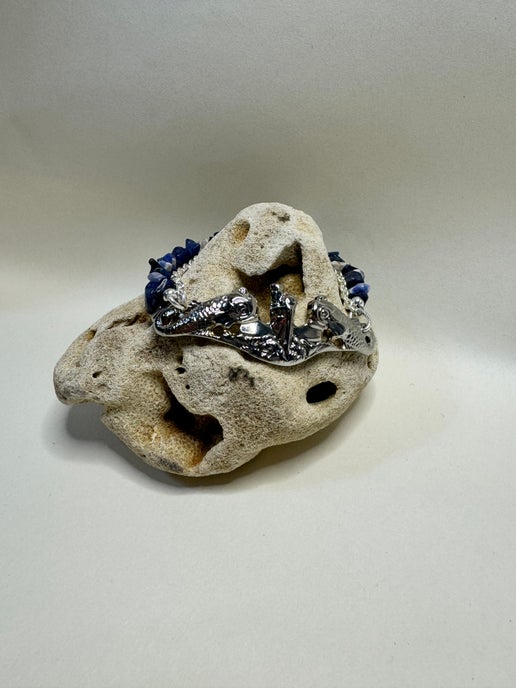 Fish n' Chips with large dolphins bracelet - Silver