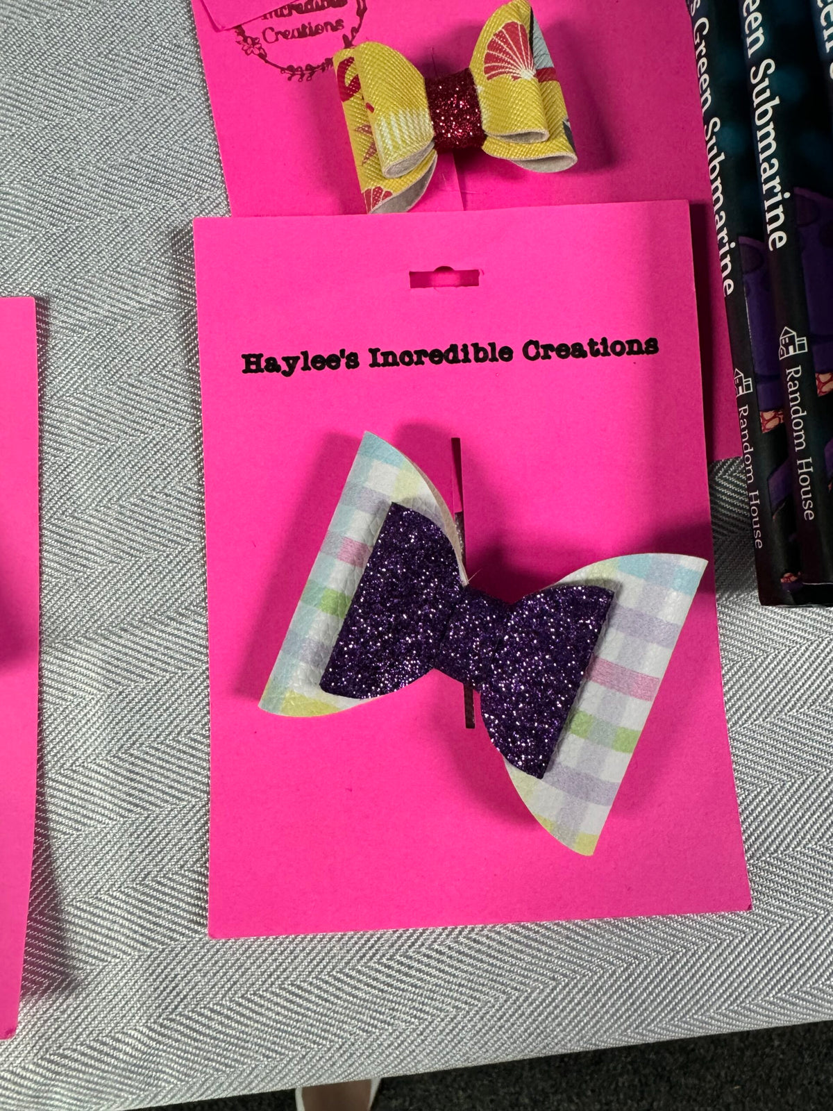 Hair Bows - Large purple plaid