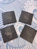 Square Slate Engraved Set of Coasters