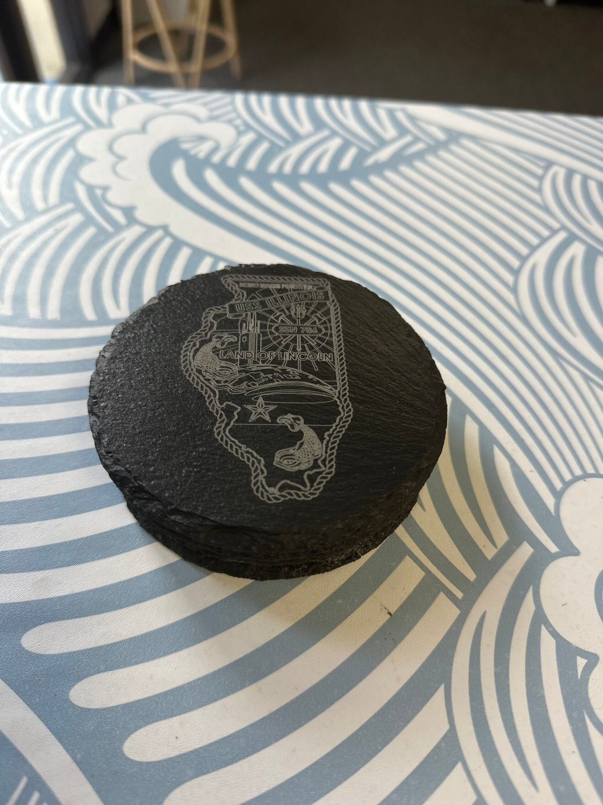 Circle Slate Coasters - Illinois