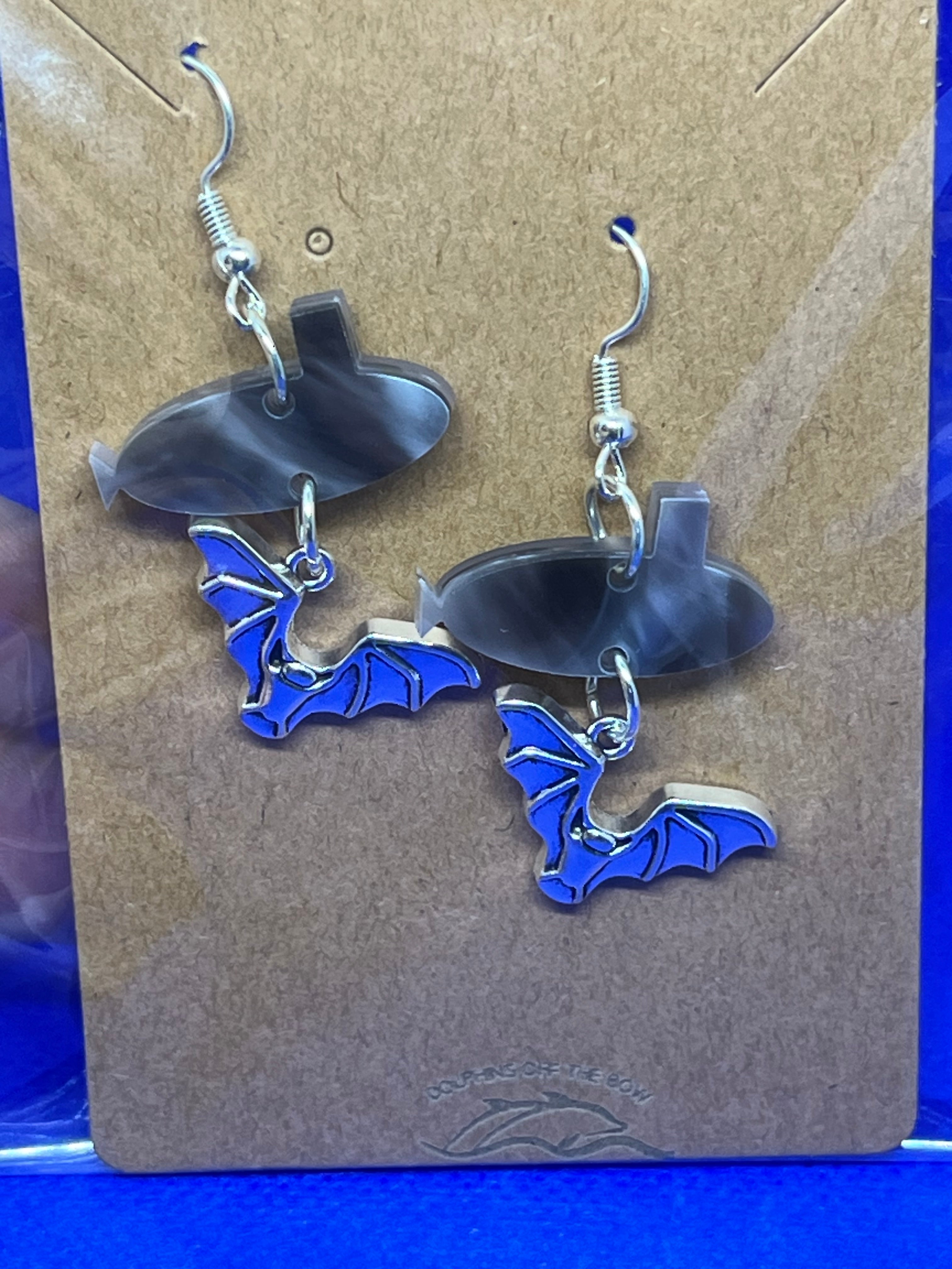 Dolphins off the Bow Fall Submarine Dangle Earrings