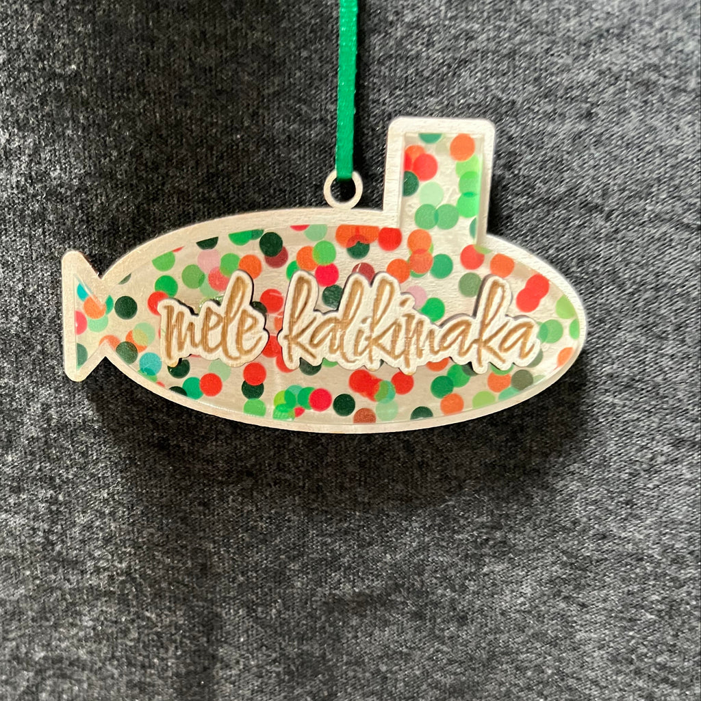 Dots Mele Kalikimaka Small Submarine Ornament
