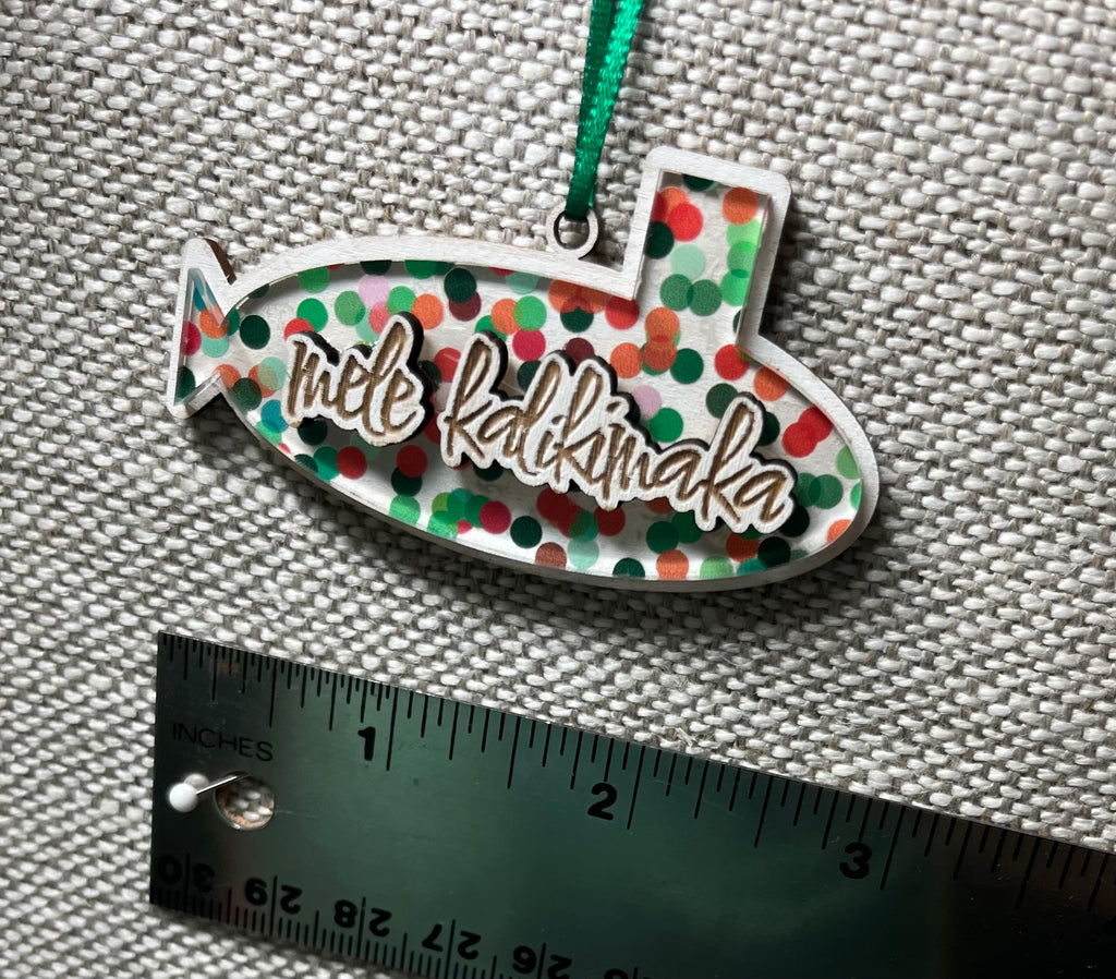 Dots Mele Kalikimaka Small Submarine Ornament