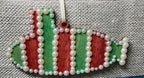 Red, Green & Pearl Striped Luxe Submarine Ornament