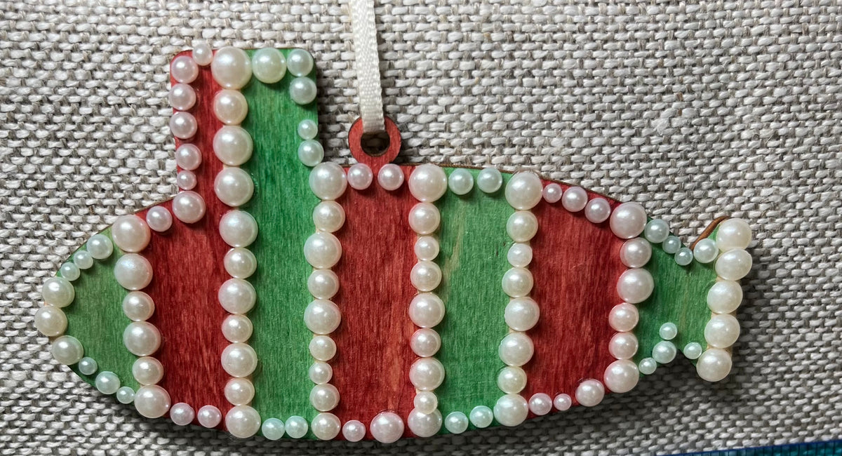 Red, Green & Pearl Striped Luxe Submarine Ornament
