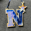 N* Navy Marble-Style Acrylic Ornament