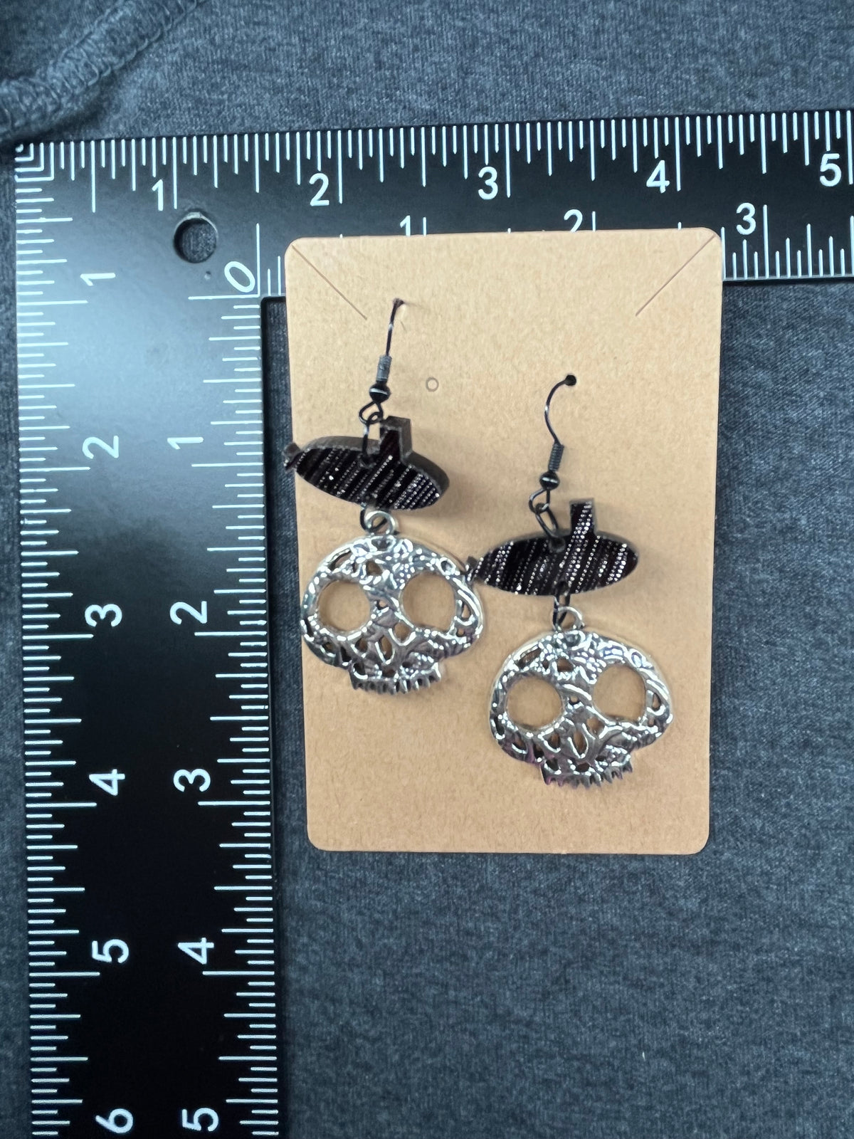 Large Skull and Submarine Dangle Earrings by Dolphins off the Bow