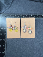 Floral Submarine and Leaf Hook Earrings by Dolphins Off the Bow