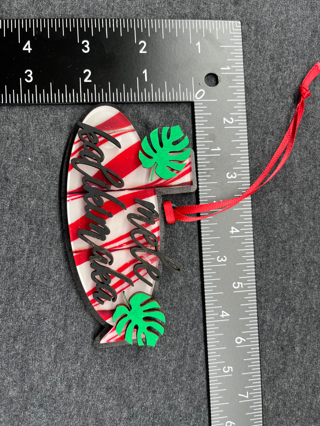 Candy Cane, Monstera, Mele Kalikimaka Layered Ornament