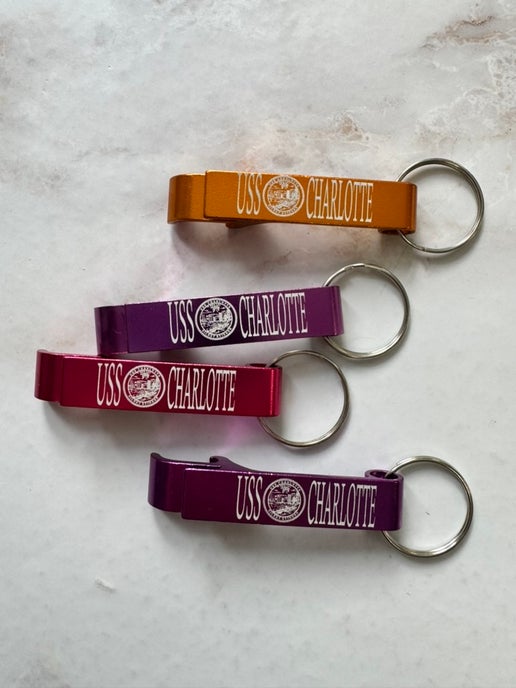 Metal Command Key Chain with bottle opener - USS Charlotte