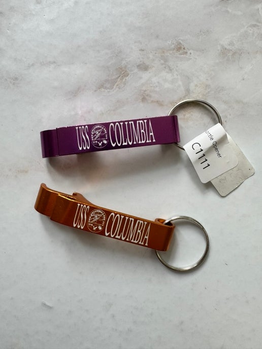Metal Command Key Chain with bottle opener - USS Columbia