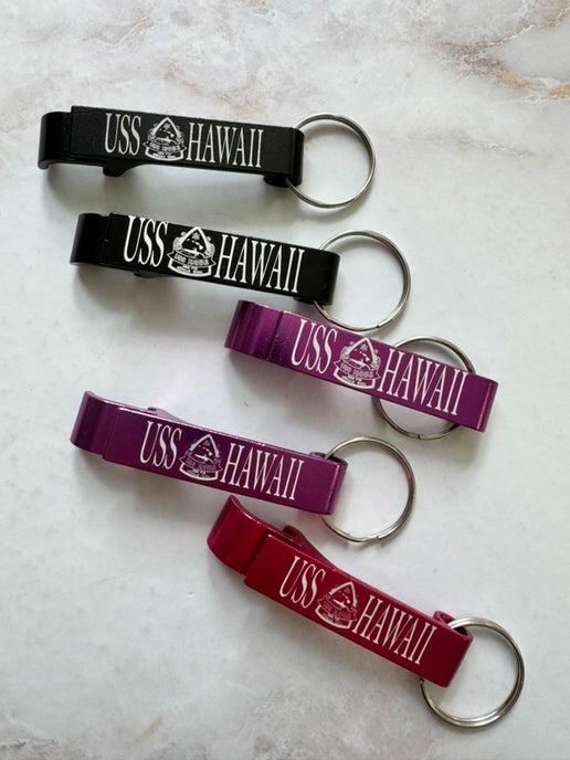 Metal Command Key Chain with bottle opener - USS Hawaii