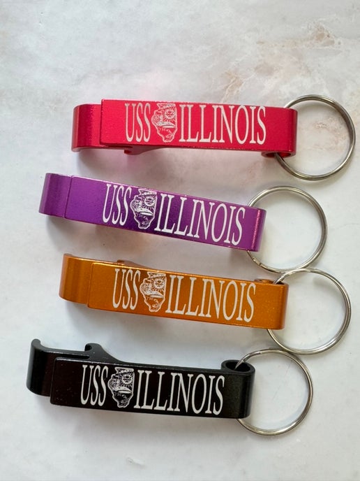 Metal Command Key Chain with bottle opener - USS Illinois