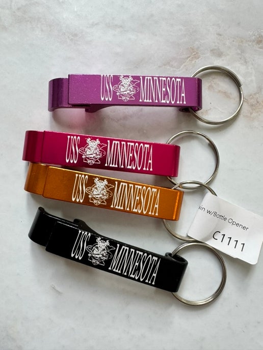 Metal Command Key Chain with bottle opener - USS Minnesota