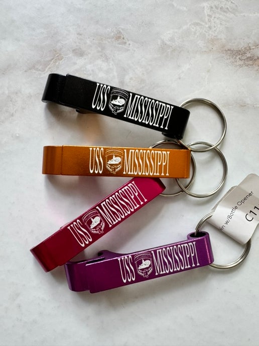 Metal Command Key Chain with bottle opener - USS Mississippi