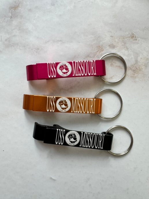 Metal Command Key Chain with bottle opener - USS Missouri