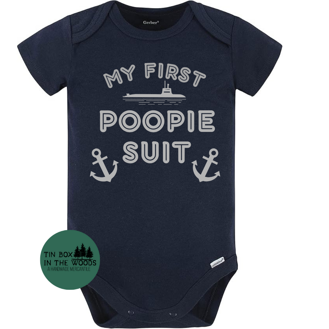 My First Poopie Suit Baby Onesie