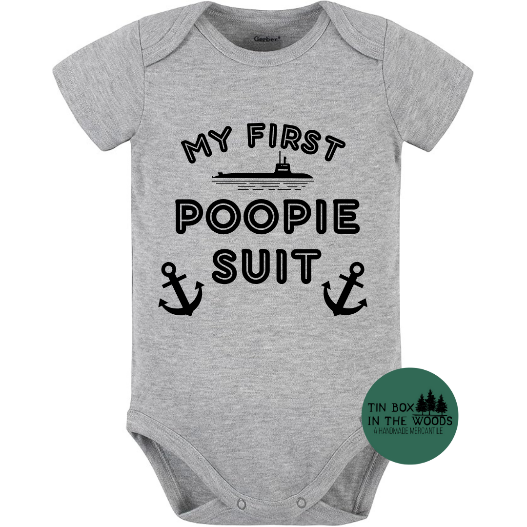 My First Poopie Suit Baby Onesie