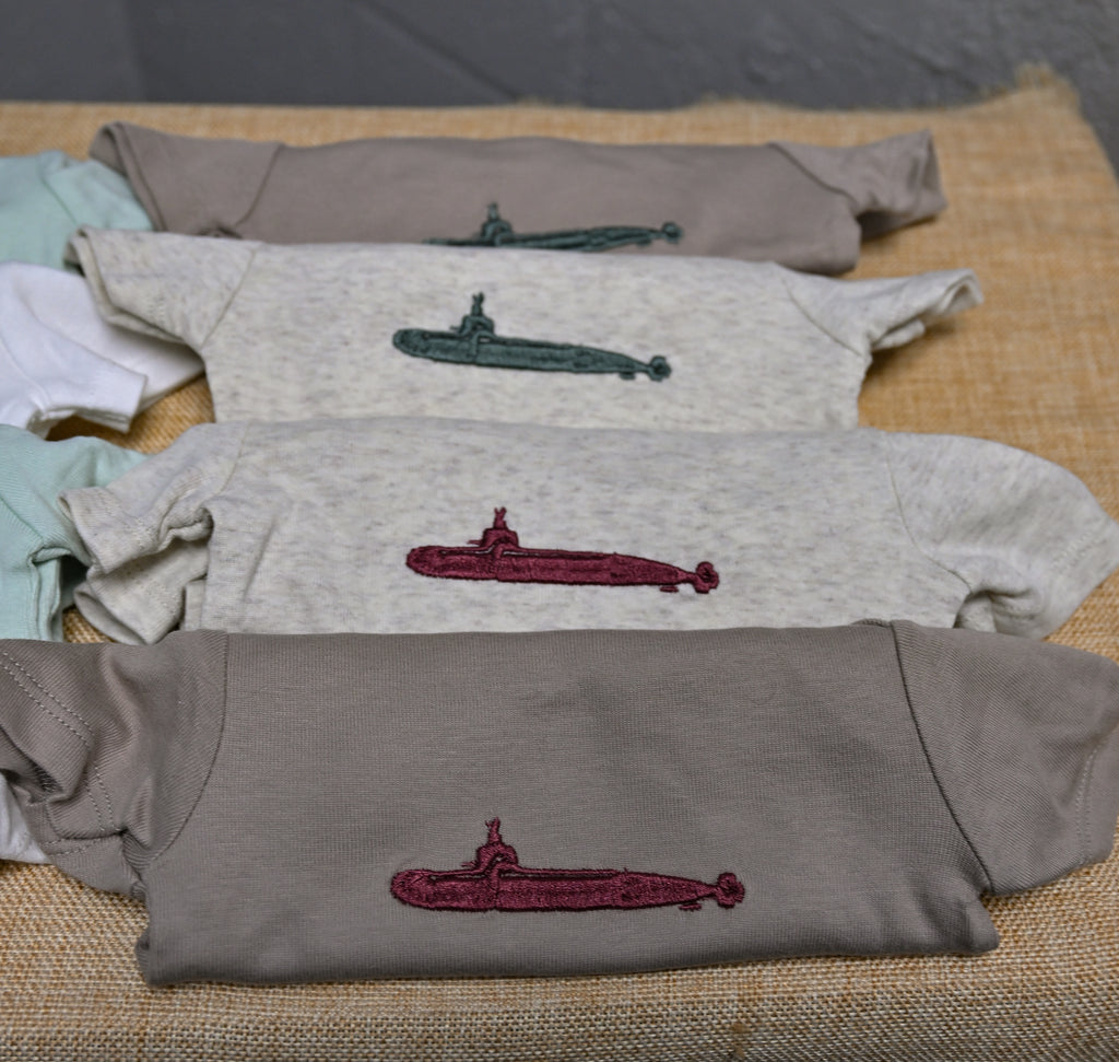 Salty Stitch Embroidered Submarine Onesies