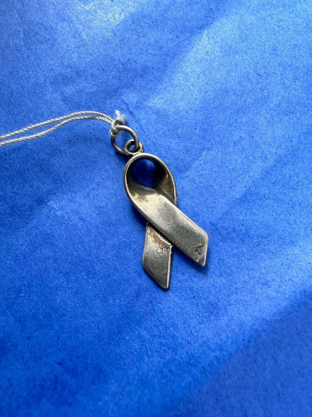 Sterling Silver Ribbon Charm - front
