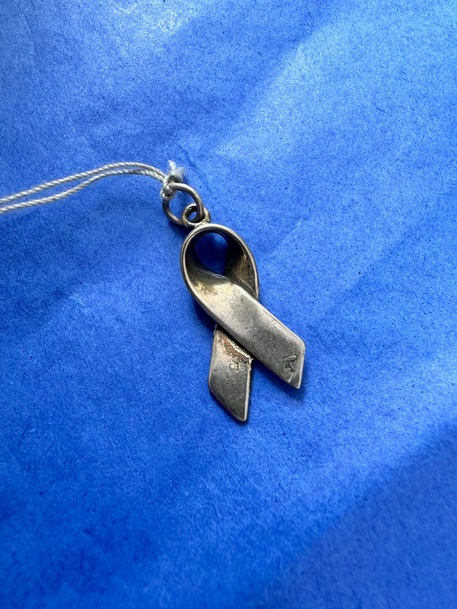 Sterling Silver Ribbon Charm - front