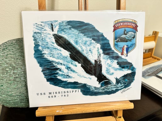 Tom Denton Boat Print - USS Mississippi