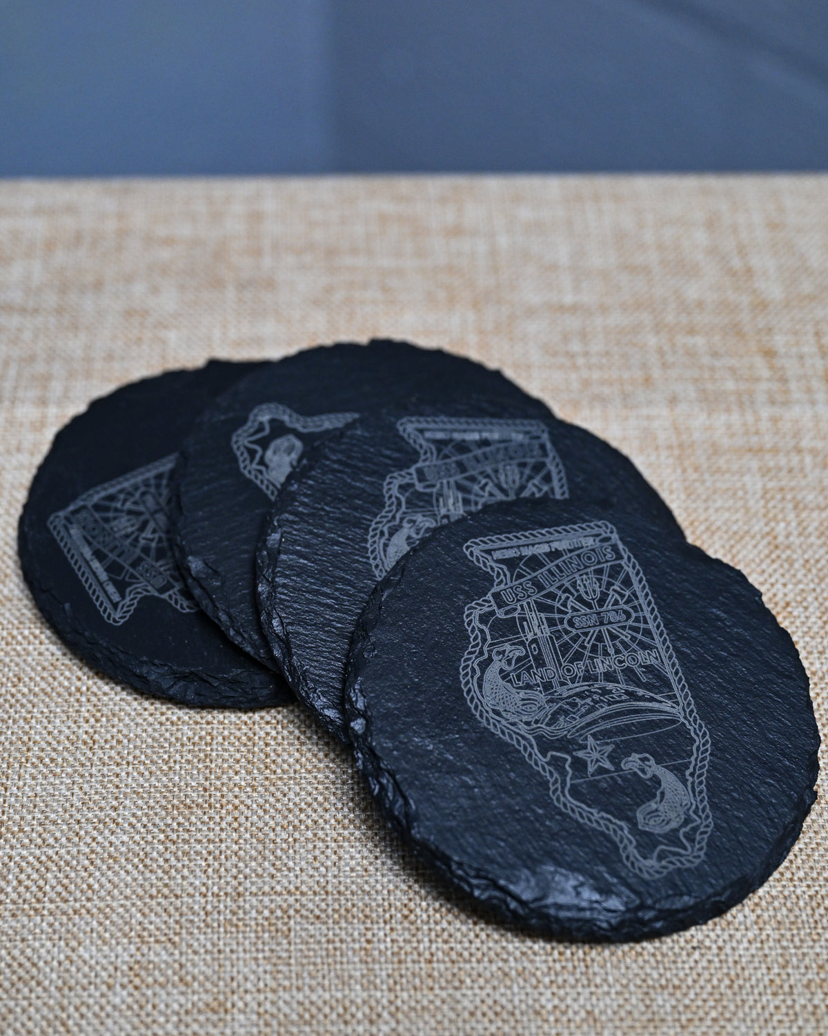 Circle Slate Coasters - Illinois