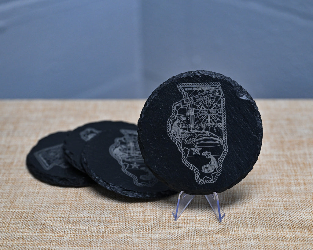 Circle Slate Coasters - Illinois