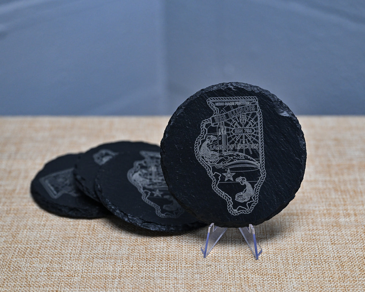 Circle Slate Coasters - Illinois