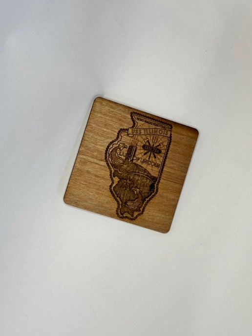 Wood Command Magnet (Square) - USS Illinois