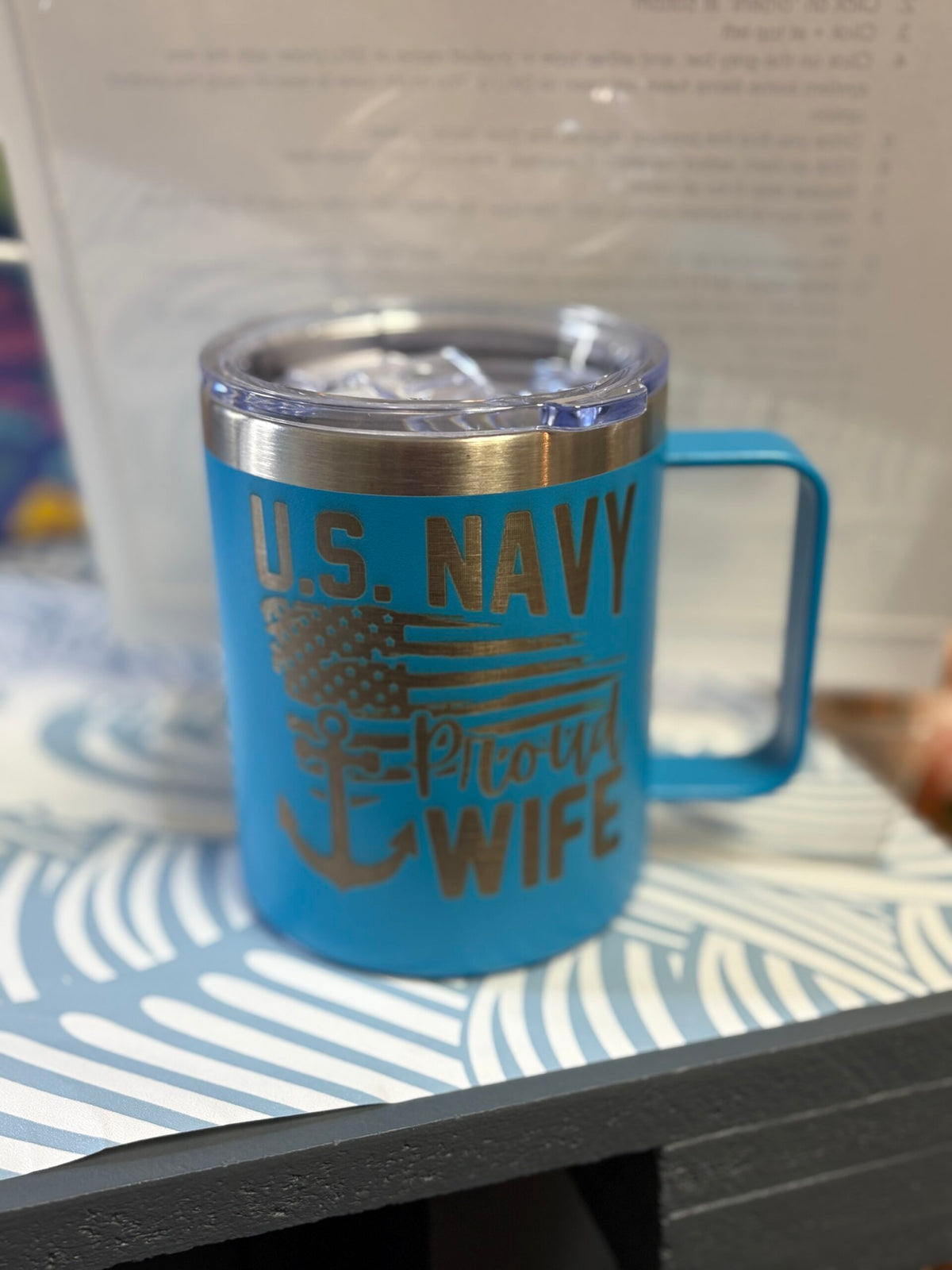 12oz Coffee Mugs Navy Themed