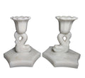Vintage 4" Westmoreland Milk Glass Dolphin Candlestick Holder Set