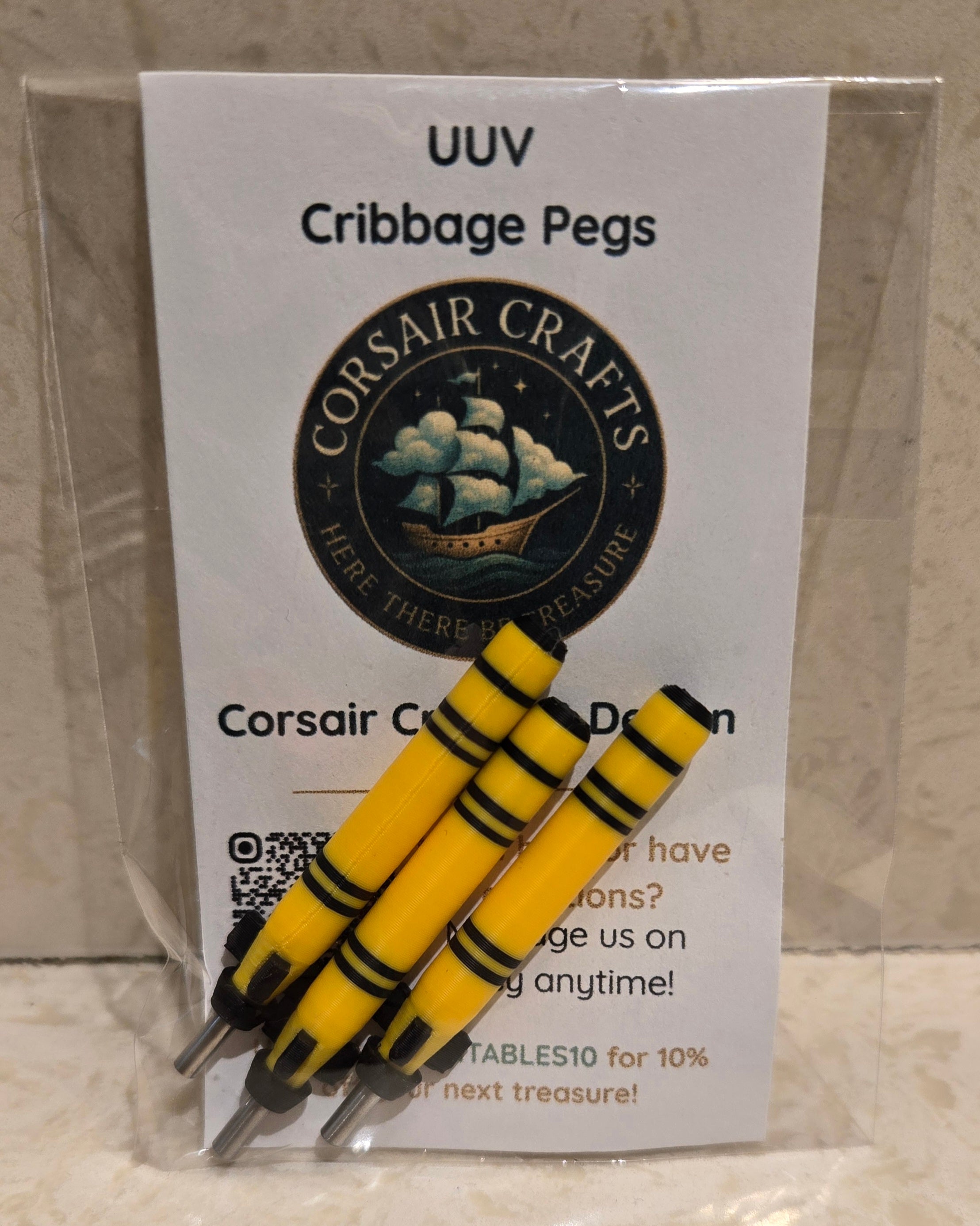 Corsair Crafts Cribbage Board Pegs
