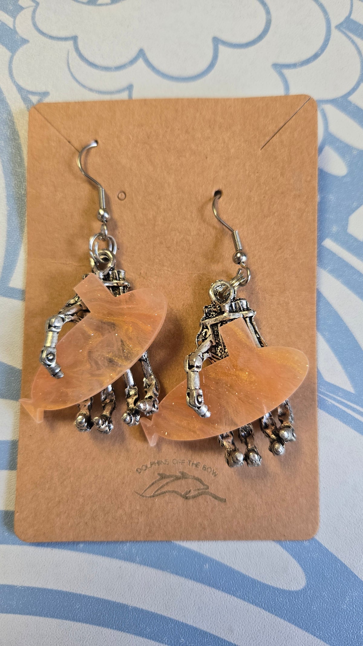 Skeleton Hand Holding Submarine Hook Earrings