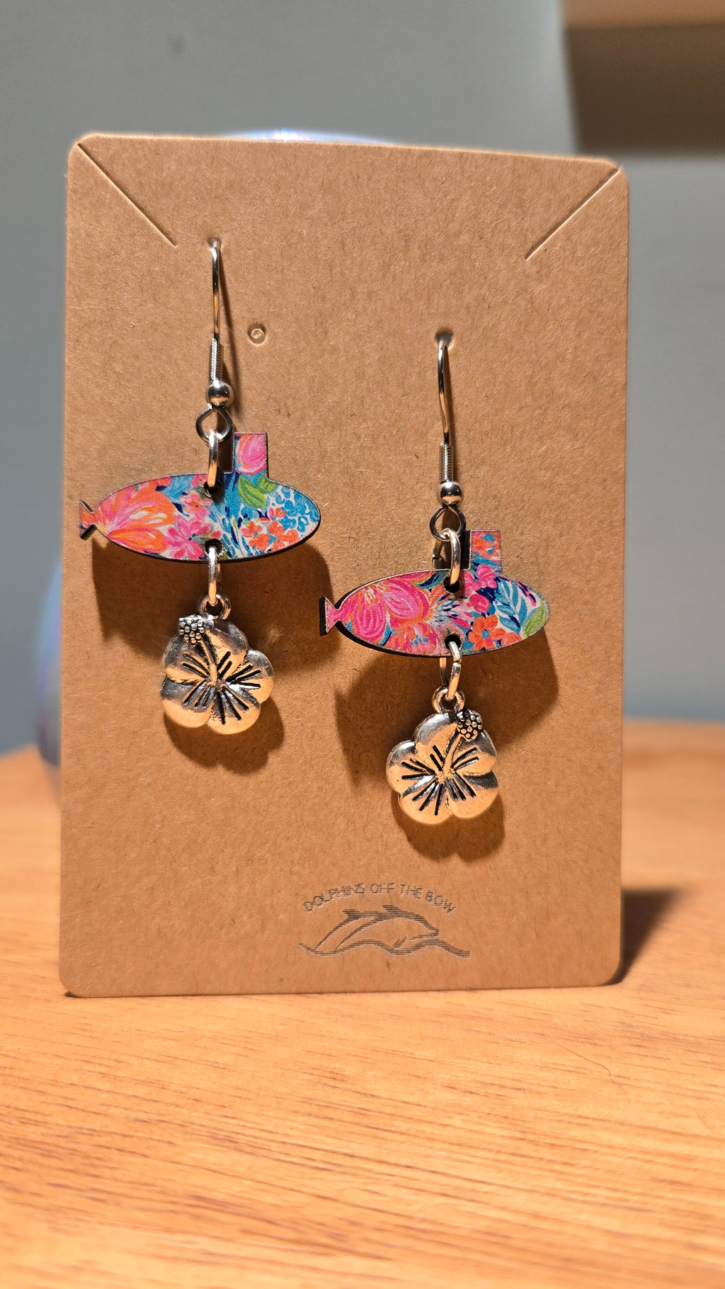 Dolphins Off the Bow Submarine Dangle Earrings