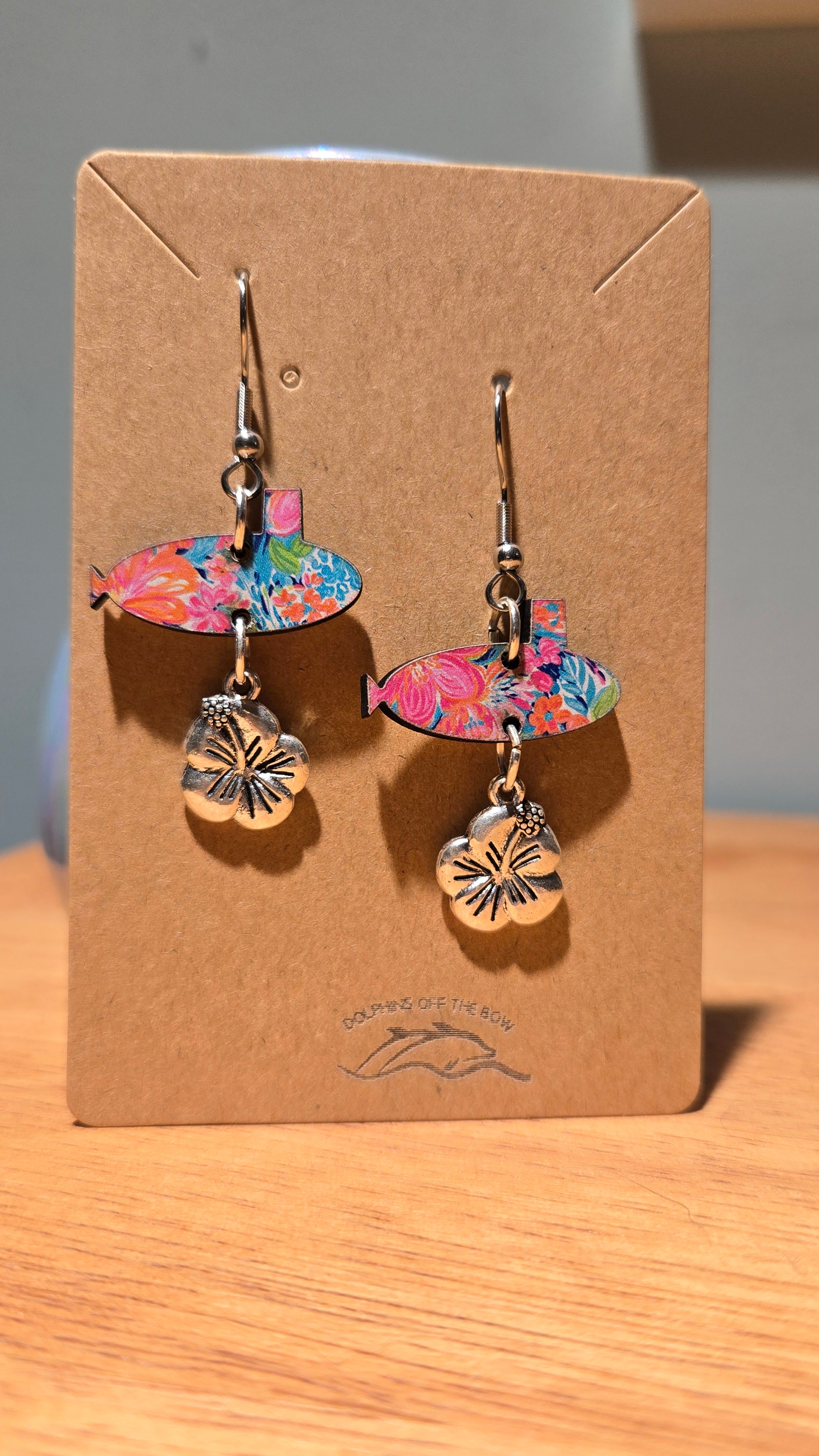 Dolphins Off the Bow Submarine Dangle Earrings