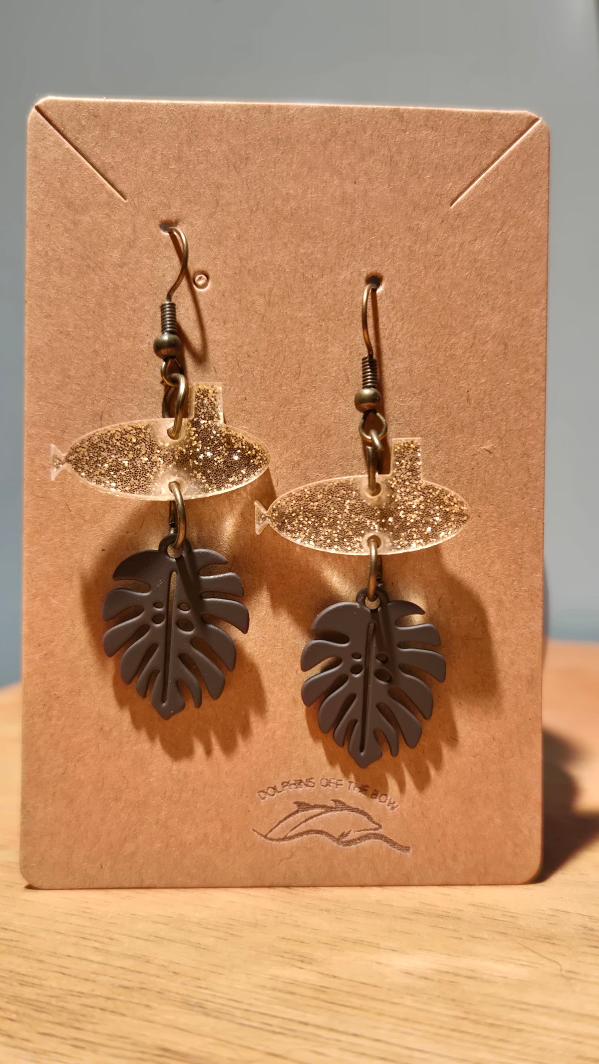 Dolphins Off the Bow Submarine Dangle Earrings