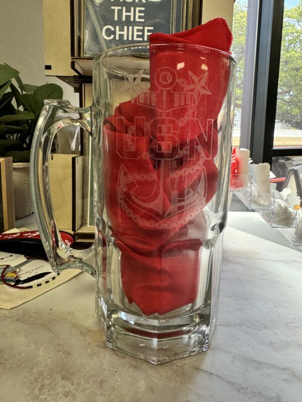 34oz Beer Mug w: handle + etching - MCPO Anchor