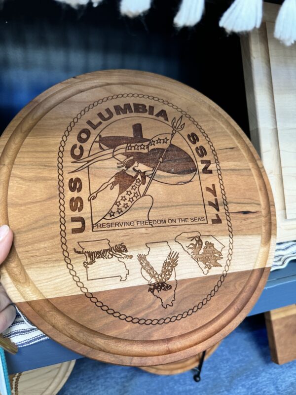 Command Cutting Board - USS Columbia (10-1:2 round)