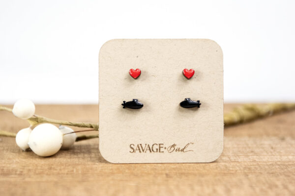 Submarine + Heart Stud Earrings