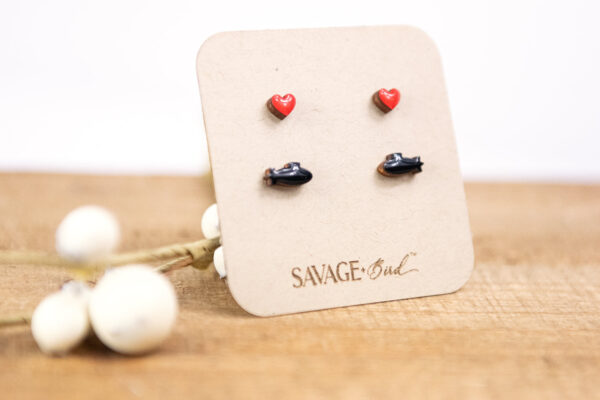 Submarine + Heart Stud Earrings