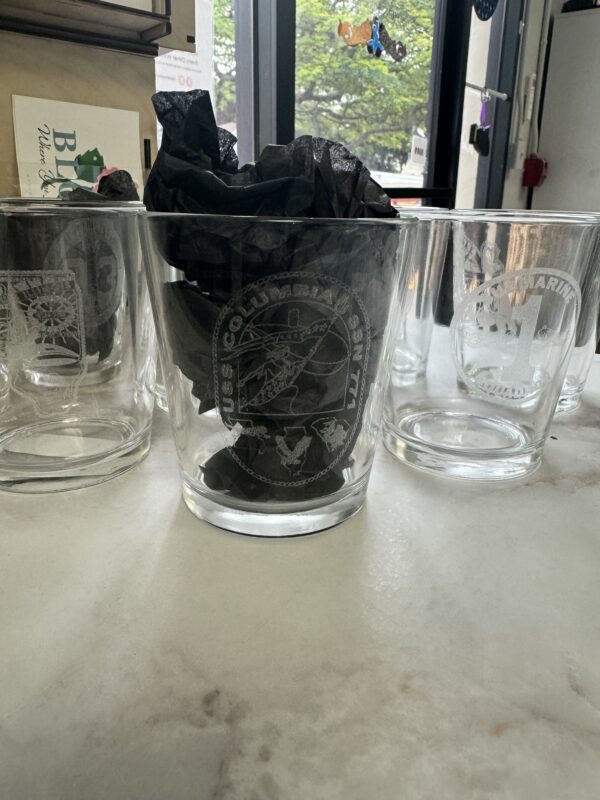 Whiskey Glass with Etching - USS Columbia (SSN-771)