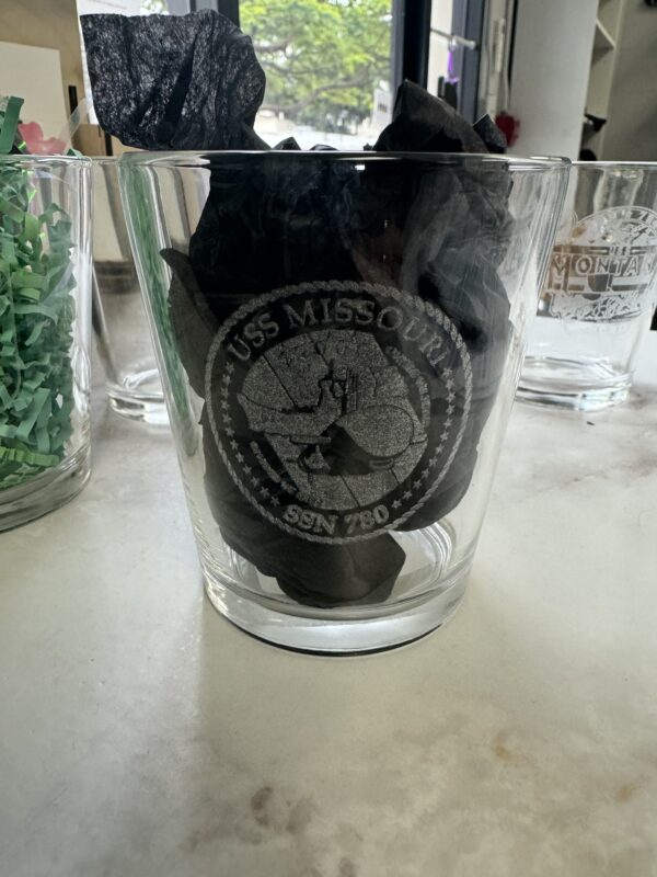 Whiskey Glass with Etching - USS Missouri (SSN-780)