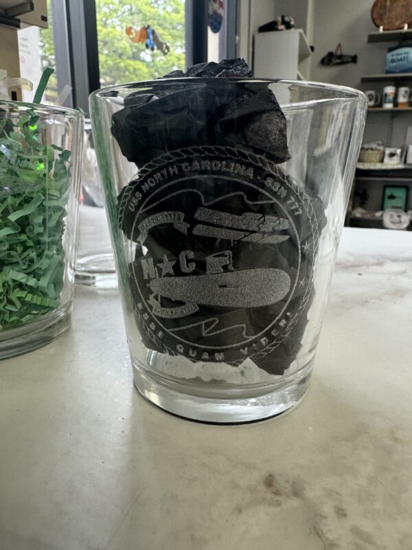 Whiskey Glass with Etching - USS North Carolina (SSN-777)