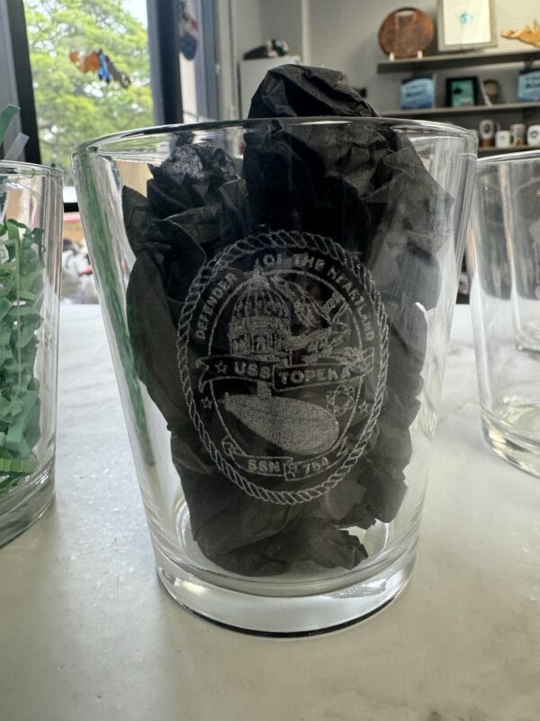 Whiskey Glass with Etching - USS Topeka (SSN-754)