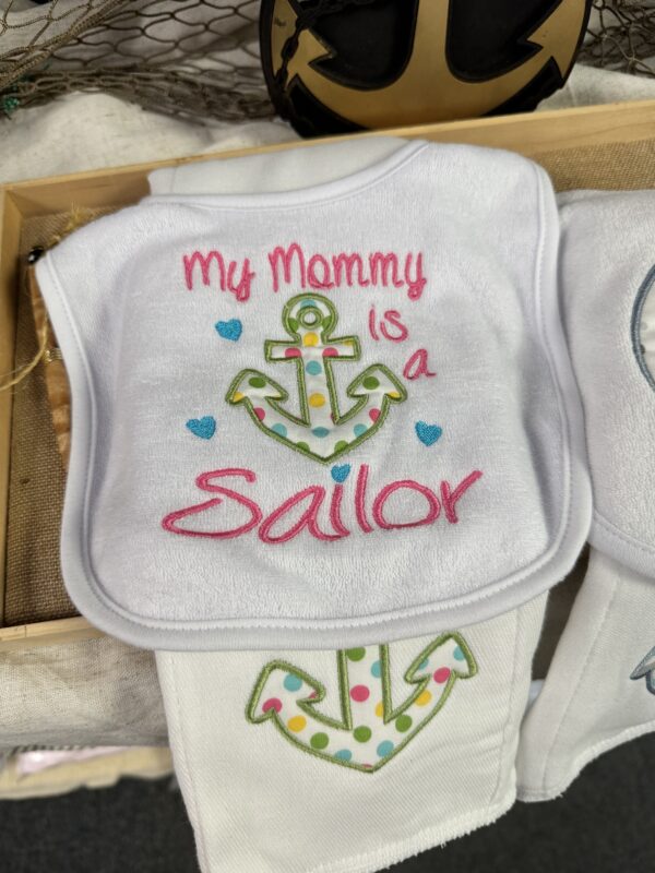 Bib & Burp Cloth Set - My Mommy is a Sailor