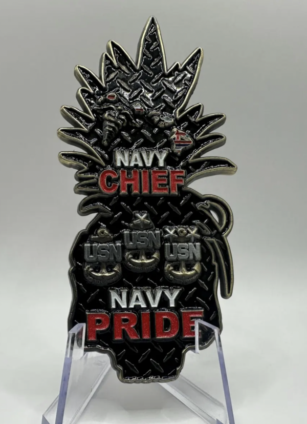 Chief Pineapple Grenade Challenge Coin - Red (back)