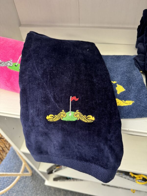 Navy Golf Towel - Gold Dolphins and Tee Insignia