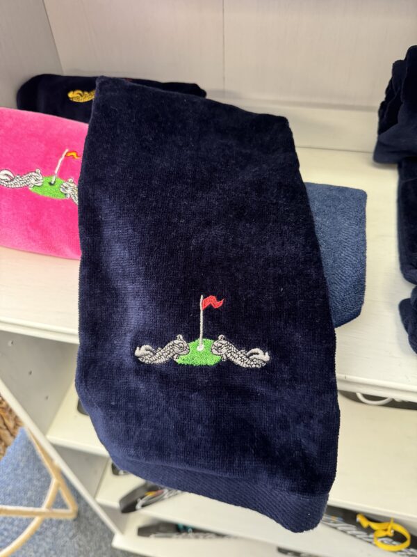 Navy Golf Towel - Silver Dolphins and Tee Insignia